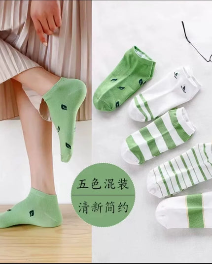 5 Pairs Womens Socks Lovely Cow Pattern Short Socks Creative Printing Socks Ankle Sock