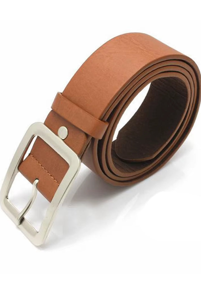 2025 Square Pin Buckles Belts Men Silver Buckle Leather Belts for Jeans Retro Wild Belts for Men Waistbands Students Strap