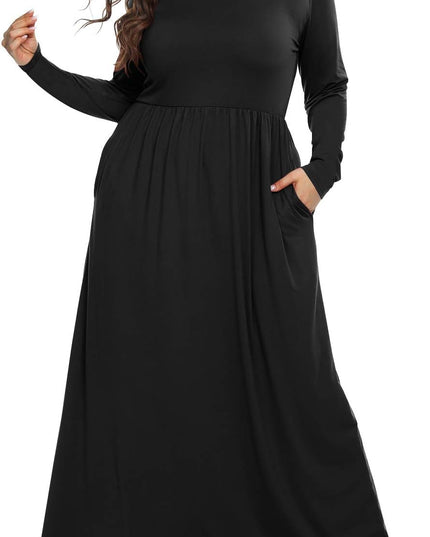 Women'S plus Size Maxi Dresses for Curvy Women Long Sleeve Casual Dress