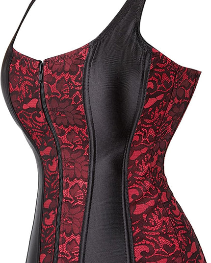 Women Sexy Boned Lace up Corsets and Strap Bustiers Top Overbust Shaper
