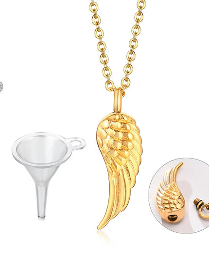 Angel Wing Cremation Necklace for Women Men,Stainless Steel Urn Pendant Ashes Holder Memorial Jewelry,Keepsake Gift