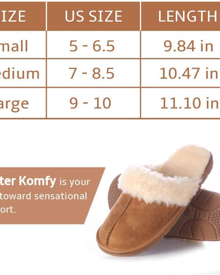 Women'S Comfy House Slippers Scuff Faux Fur House Shoes W/Indoor Outdoor Anti-Skid Rubber Sole(Camel,Small)