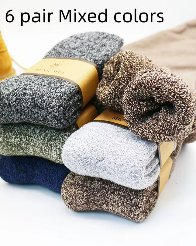 Winter Men'S Merino Wool Socks Super Thick Warm High Quality Harajuku Retro Snow Casual Antifreeze Cashmere Socks Men 3 Pair