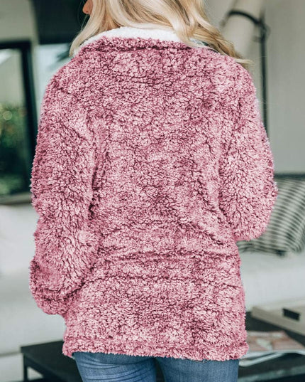Women'S Long Sleeve 1/4 Zipper Pullover Sherpa Fleece Winter Oversized Outwear Sweatshirt Coat