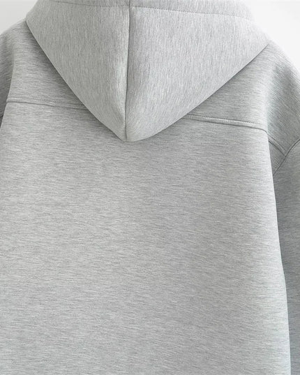 Winter New Women'S Zipper Hoodie High Street Unisex Style Double Pockets Oversize Loose Sweatshirts Outerwear Top