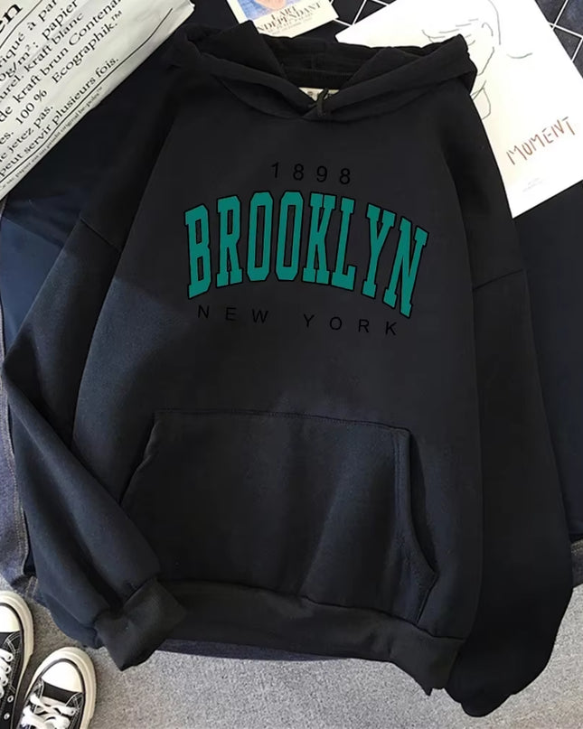Brooklyn Letter Print Hooded Sweater Fashion Hoodie Kids Hip Hop Street Ladies New York Autumn Clothing Hoodie for Women