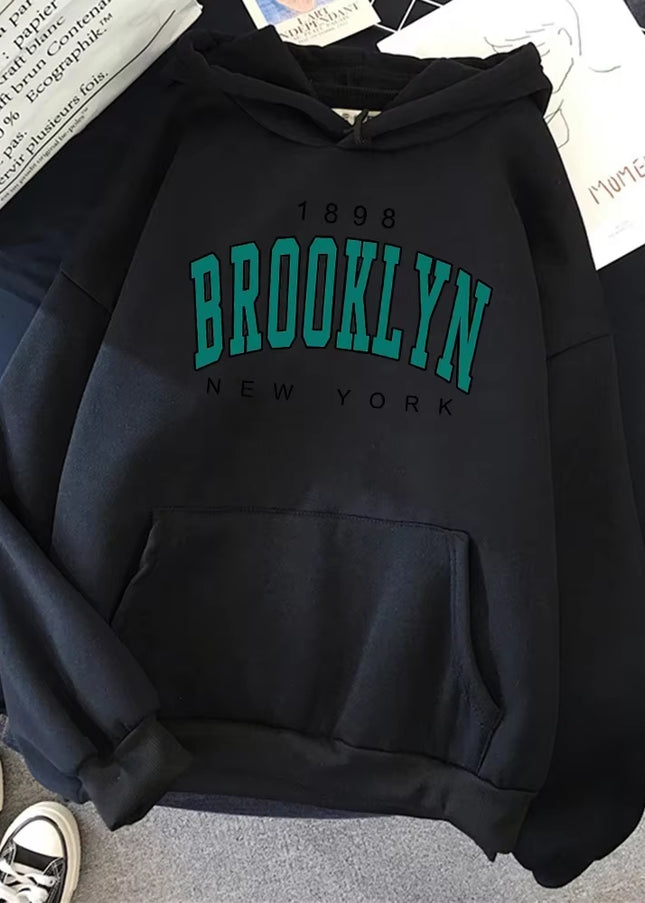 Brooklyn Letter Print Hooded Sweater Fashion Hoodie Kids Hip Hop Street Ladies New York Autumn Clothing Hoodie for Women