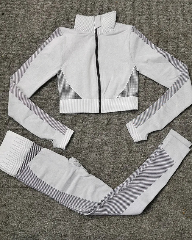 Women Fitness Sport Yoga Suit Seamless Women Yoga Sets Long Sleeve Yoga Clothing Female Sport Gym Suits Wear Running Clothes