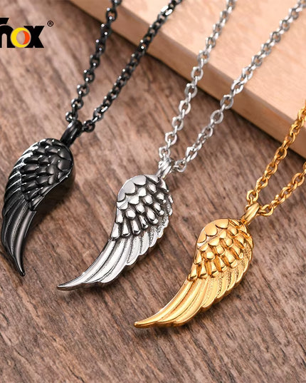Angel Wing Cremation Necklace for Women Men,Stainless Steel Urn Pendant Ashes Holder Memorial Jewelry,Keepsake Gift