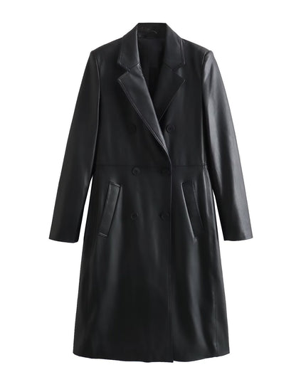 Autumn and Winter New Women'S Clothing Loose Fashion Casual Imitation Leather Coat