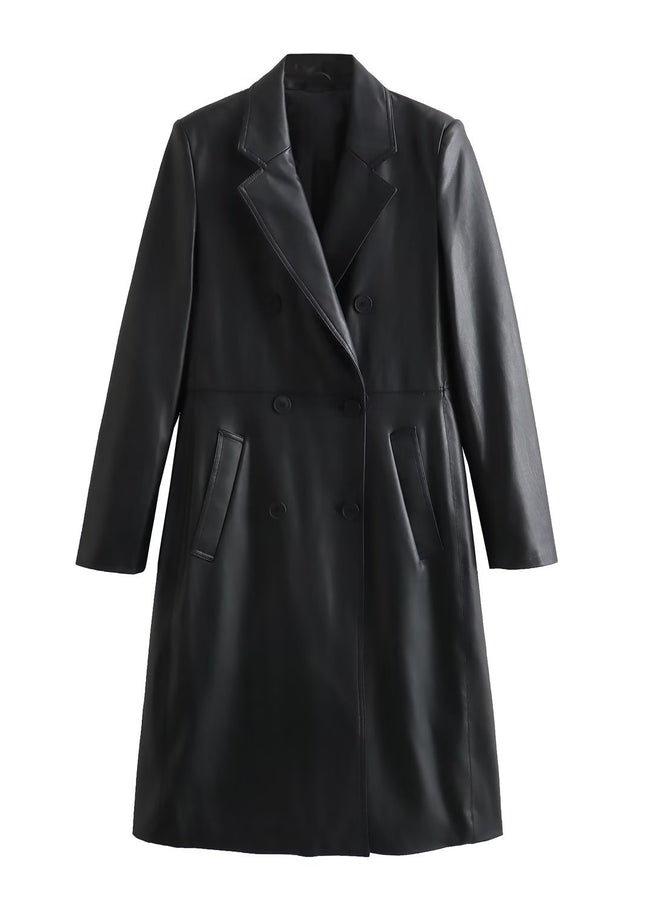 Autumn and Winter New Women'S Clothing Loose Fashion Casual Imitation Leather Coat