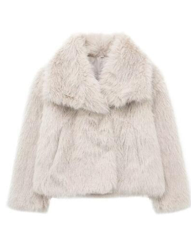 Winter Plush Coat Fashion Thicken Lapel Outwear Casual Long Sleeve Tops Womens Clothing