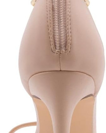Charming2 Women'S Rhinestone Heels, Square Open Toe High Stilettos with Spiral Ankle Wrap Strap – Coil Spiral High Heeled Crystal Dress Sandals for Party, Nude,Size 11.0