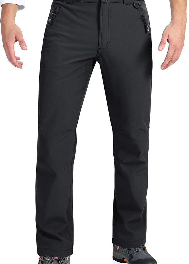 Men'S Lite Waterproof Windproof Fleece Lined Warm Hiking Ski Snow Pants Expandable-Waist