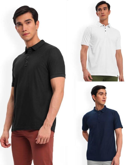 Poly Cotton Solid Half Sleeves Mens Polo T-shirt (Pack of 3)