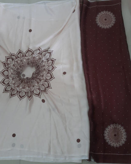 Satin Silk Printed Kaftan Saree With Unstitched Blouse