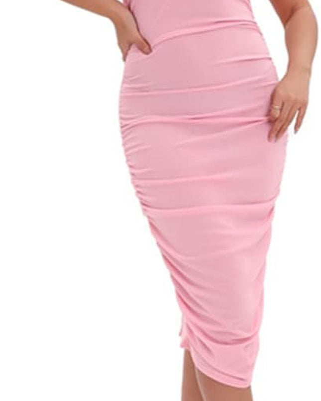 Women Sexy Bodycon Party Dresses Ruched Summer Sleeveless Sequin Clubwear Short Midi Dress