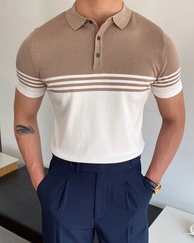 Summer Men Fashion Polo Shirts Short Sleeve Turn-Down Collar Patchwork Casual Polos Mens Clothing Male Tops Pullover Streetwear