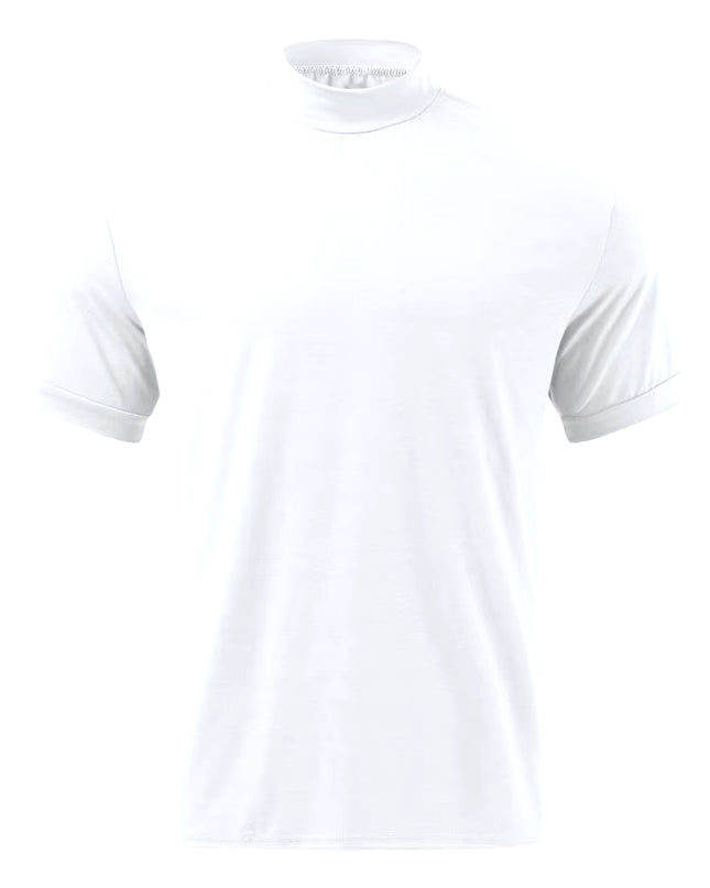 Men T-Shirt Solid Color High Neck Men Top Sweat Absorption Dress-Up Fitness Top Summer Short Sleeve Male Shirt Top for Men