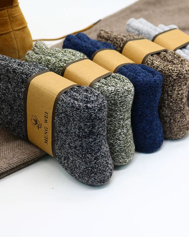 Winter Men'S Merino Wool Socks Super Thick Warm High Quality Harajuku Retro Snow Casual Antifreeze Cashmere Socks Men 3 Pair