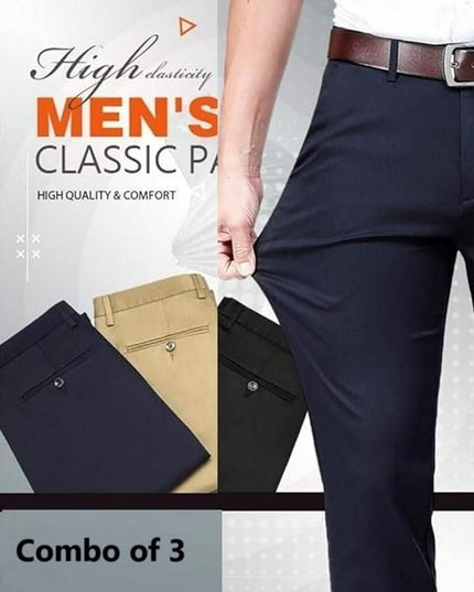 High Elasticity Men's Classic Pants (Pack of 3)