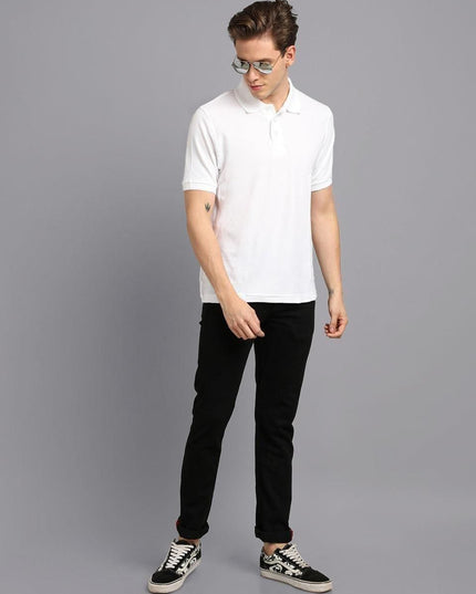 Matte Solid Half Sleeves Men's Polo T-Shirt