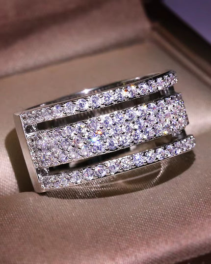 3 Layer CZ Brand Fashion Sterling Silver Color Jewelry Cubic Zircon Crystal Engagement Wedding Rings for Women Anillo Bijoux
