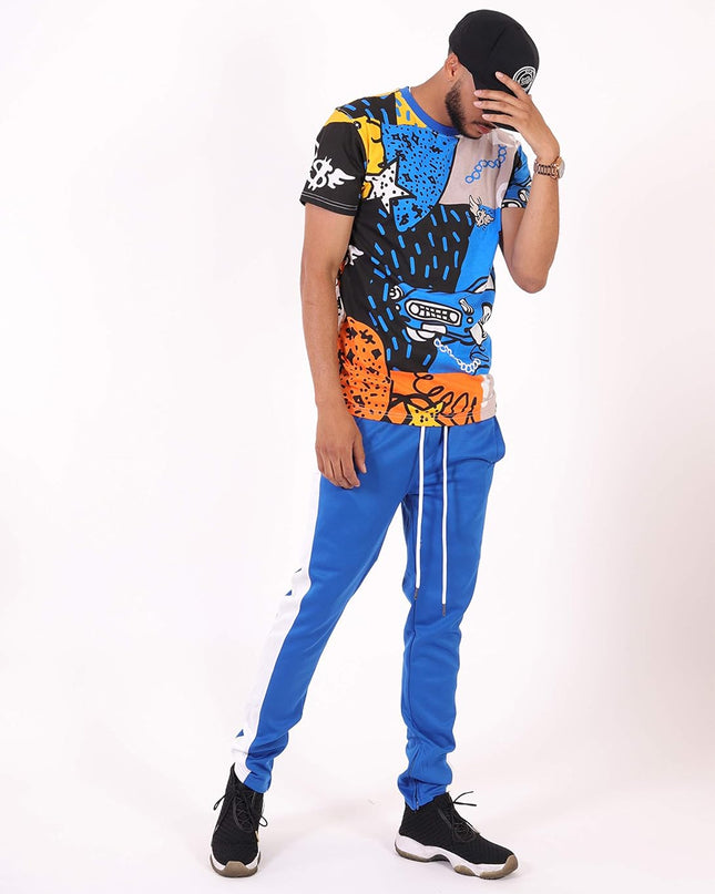 Mens Hipster Hip-Hop Urban Modern Tees - NYC Street Fashion Streetwear Stylish Longline Print T-Shirt