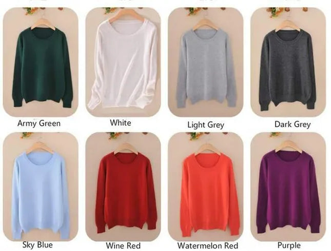 Plus Size S-XXXL Women Wool Pure Cashmere Sweater Pull Femme Long Sleeve Women Knitting Sweaters Pullovers 18 Colors