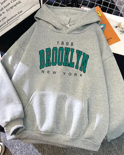 Brooklyn Letter Print Hooded Sweater Fashion Hoodie Kids Hip Hop Street Ladies New York Autumn Clothing Hoodie for Women