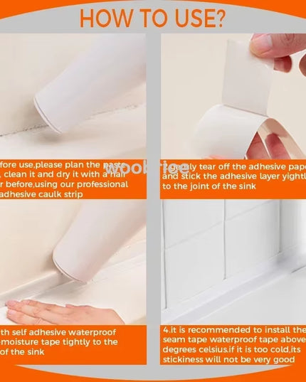 1 Roll PVC Sealing Strip Tape for Bathroom Bath Toilet Kitchen Caulk Tape Self Adhesive Waterproof Wall Sticker Mold Proof Tapes
