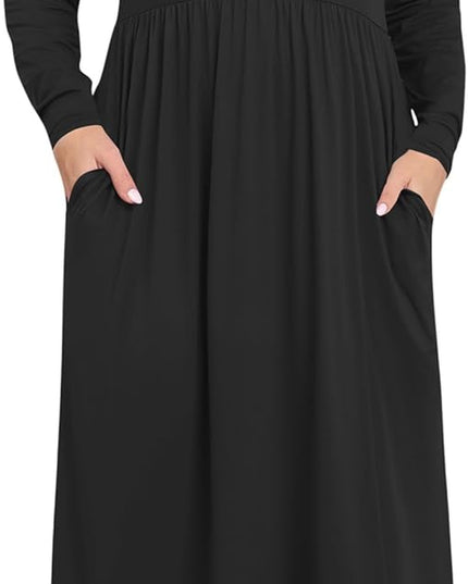 Women'S plus Size Maxi Dresses for Curvy Women Long Sleeve Casual Dress