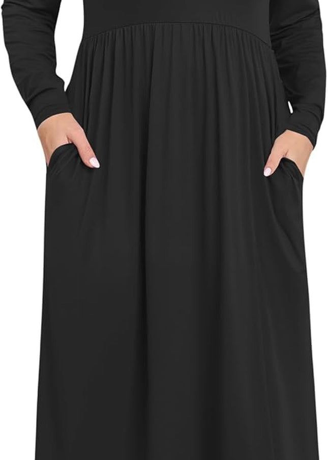 Women'S plus Size Maxi Dresses for Curvy Women Long Sleeve Casual Dress
