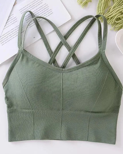 Sexy Women Tops Back Cross Strap Tank Top Push up Running Sports Bra Breathable Soft Fitness Beauty Solid Color Yoga Bra