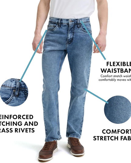 Mens Jeans Relaxed Fit – Straight Leg Stretch Jeans for Men – Ultimate Comfort Superflex Pants
