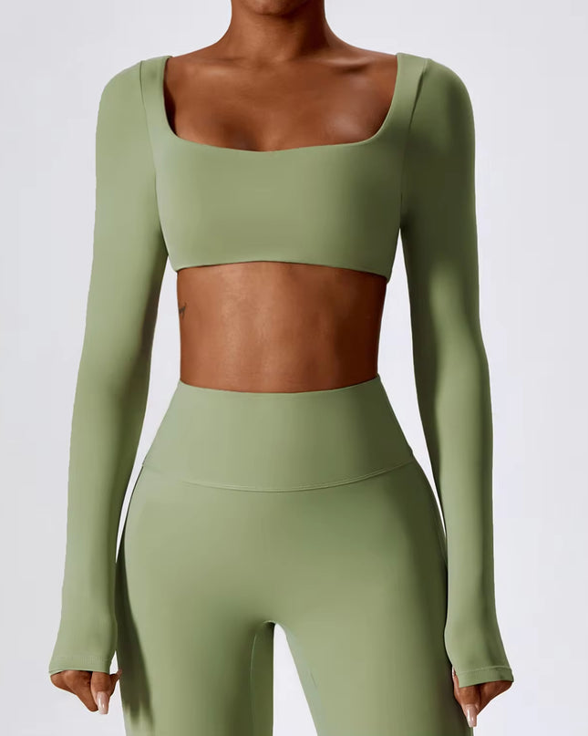 Sexy Yoga Shirts Crop Top Long Sleeves Shirts for Women Yoga Sports Fitness Gym Clothes Workout Tops Sports Shirts