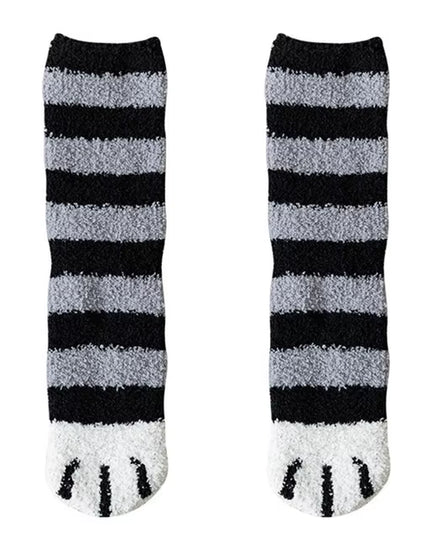 Plush Winter Funny Cute Style Animal Cat Paw Cartoon Pattern Women Cotton Socks Super Soft for Female House Sleeping Floor Sox