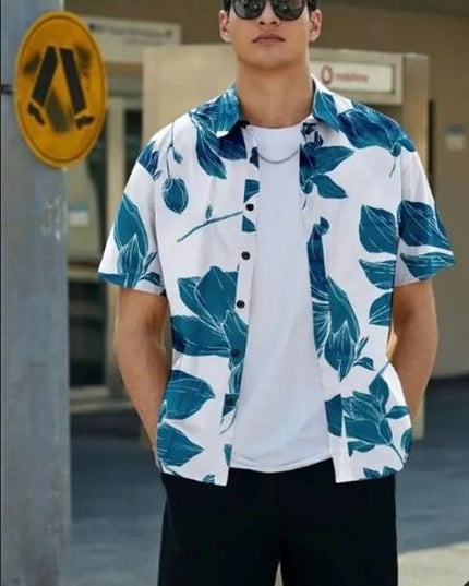 Men's Printed Half Sleeves Regular Collar Casual Shirt
