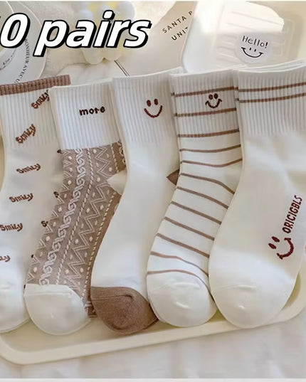 5 Pairs Womens Socks Lovely Cow Pattern Short Socks Creative Printing Socks Ankle Sock