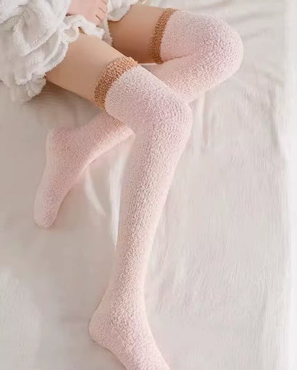 2 Pairs Cute Cow Spots Print Socks, Thickened & Warm Coral Fleece Socks, Women'S Stockings & Hosiery