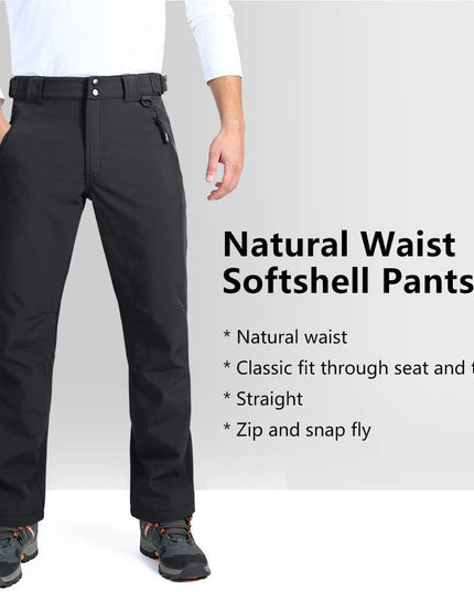 Men'S Lite Waterproof Windproof Fleece Lined Warm Hiking Ski Snow Pants Expandable-Waist