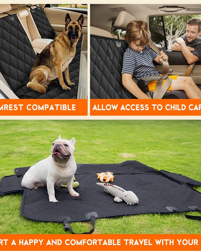 Dog Car Seat Cover, Back Seat Cover for Dogs Pet Car Seat Protector Waterproof Bench Car Seat Cover, Non-Slip Reat Seat Cover Fits Middle Armrest for Most Cars Trucks Suvs - Black