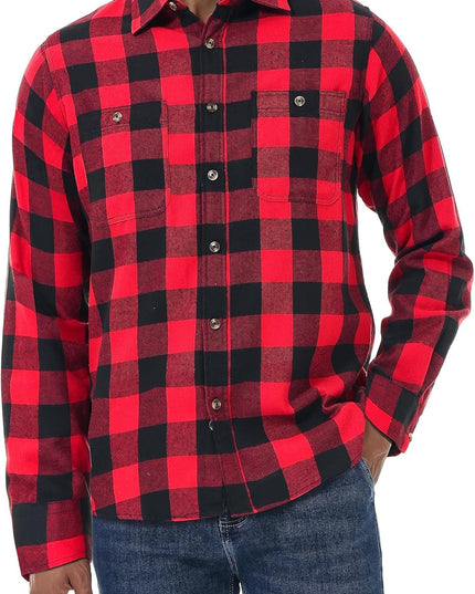 Men'S Plaid Flannel Shirt Long Sleeve Casual Button down Shirts Regular Fit Cotton Office Work Tops with Pockets