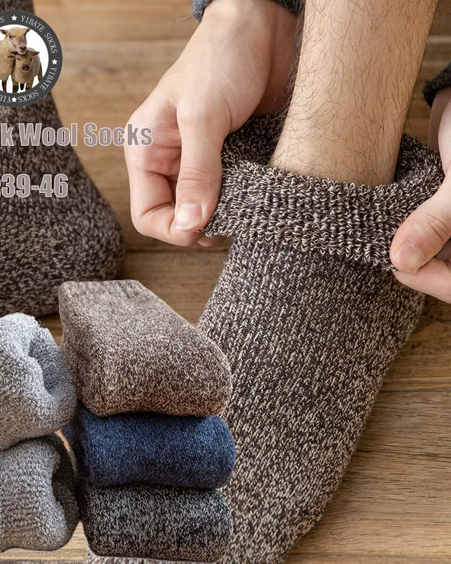Winter Men'S Merino Wool Socks Super Thick Warm High Quality Harajuku Retro Snow Casual Antifreeze Cashmere Socks Men 3 Pair