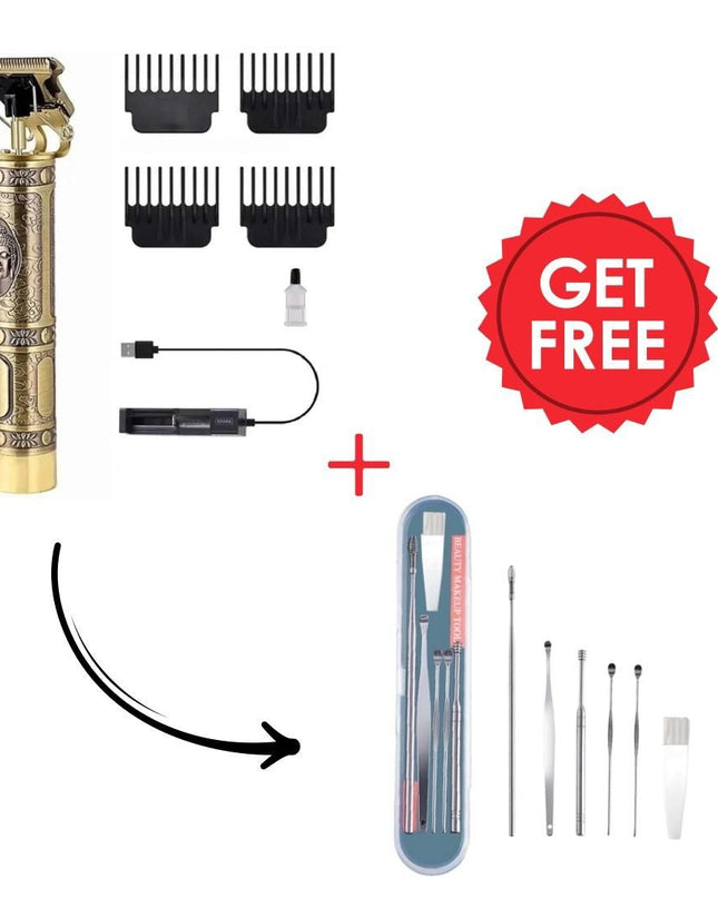 Men's Hair Trimmer & Shaver with Ear Cleaning Spoon Set