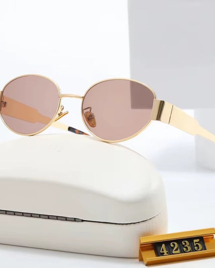 2024 Steampunk Sunglasses Retro Women'S Oval Sunglasses Fashion Women'S Classic Retro Small Metal Brand Glasses UV400