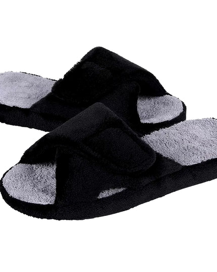 Fuzzy House Slippers for Women New Terry Cloth Arch Support Cotton Slippers Four Seasons Open Toe Indoor Flat Slippers