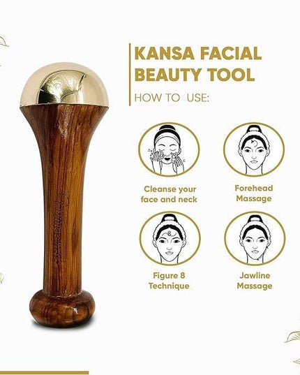Kansa Face Massager Wood Handle