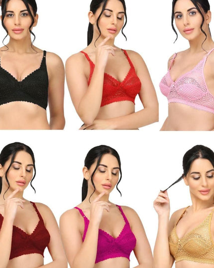 Girls Full Coverage Non-Padded Net Bra (Pack of 2)
