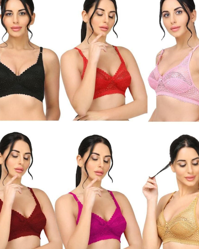 Girls Full Coverage Non-Padded Net Bra (Pack of 2)